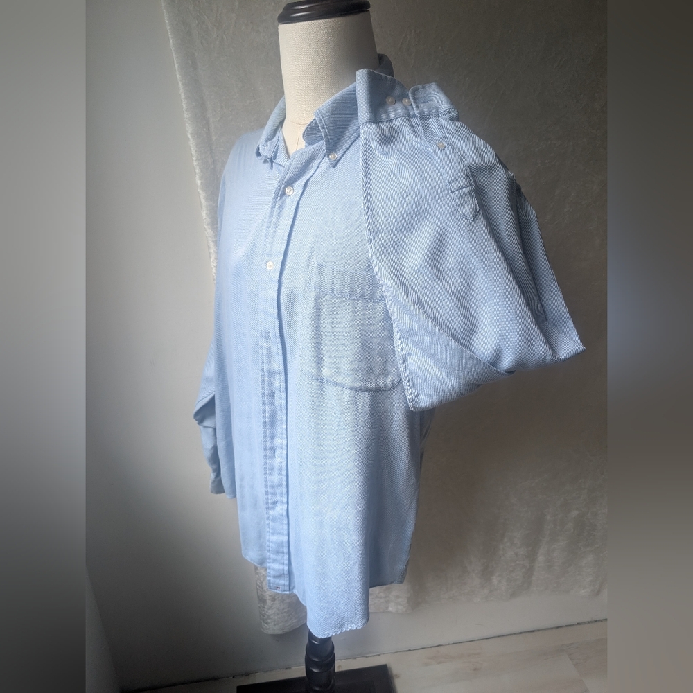 Hathaway Sport Combed Cotton Light Blue Cotton Button Down Shirt Long Sleeve